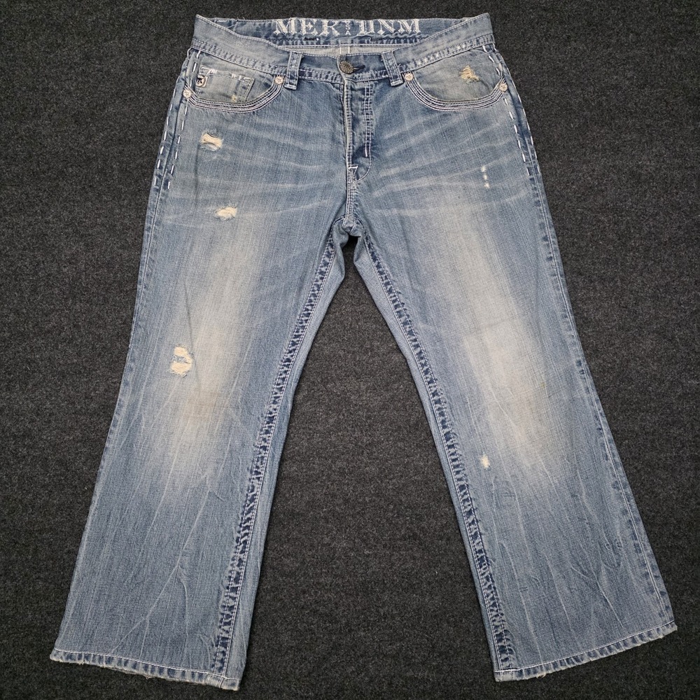 Buckle Mek Denim‎ Jeans Mens 36x32 (27 Actual) Denim Light Wash Y2K Embroidered
